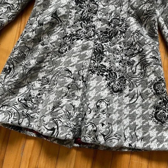 Desigual Checkered Long Trench Coat Size Medium Houndstooth Womens red lining - Picture 11 of 12